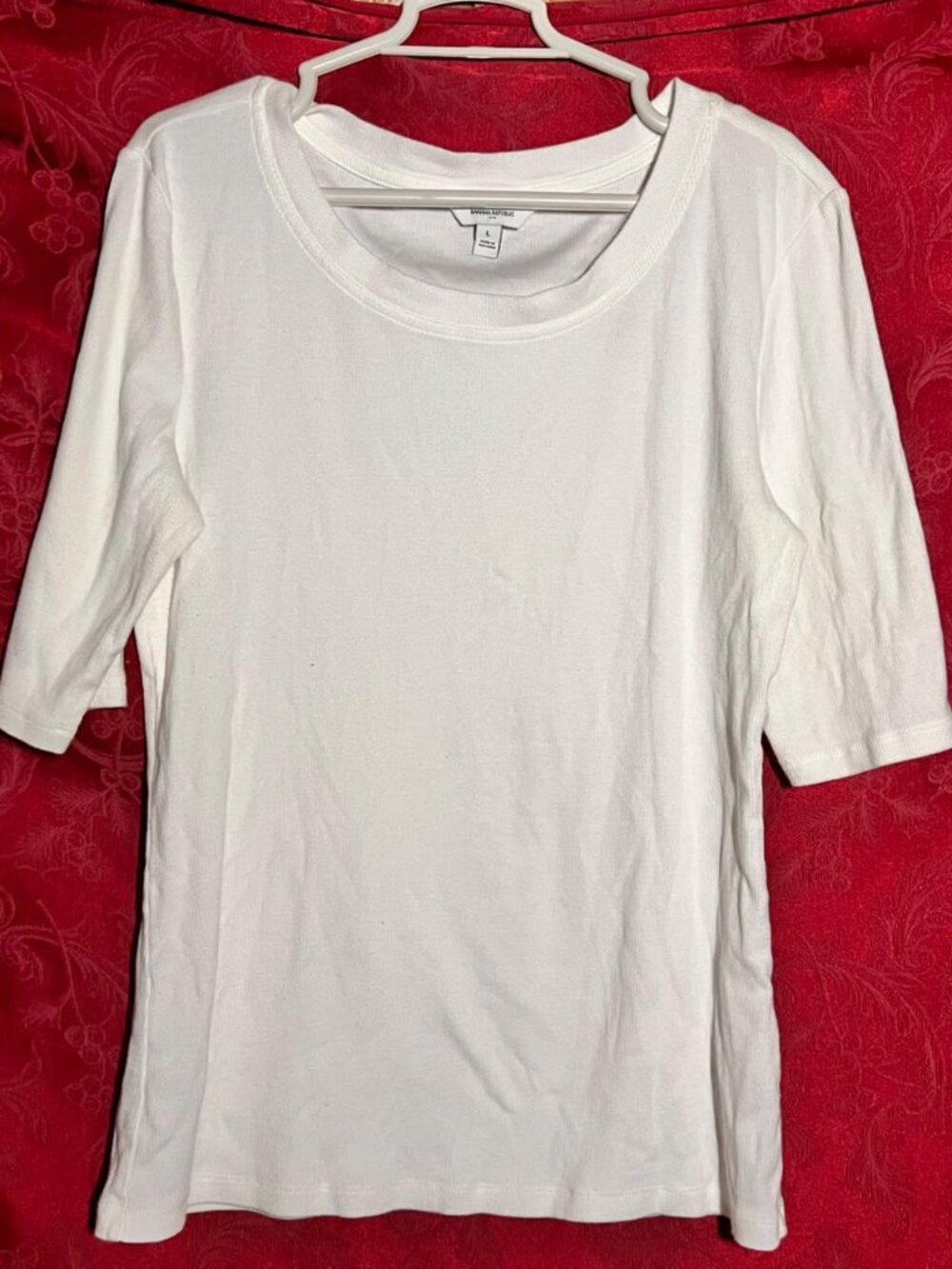 Banana Republic White Off-White Scoop Neck Short Sleeve Top Women’s Size L